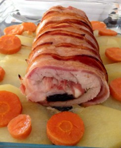 pechugas rellenas envueltas en panceta