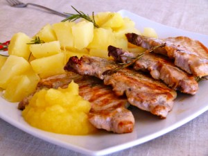 costillitas de cerdo manzanas