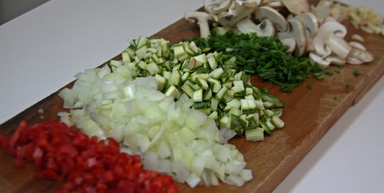 Contacto con lo divino verduras picadas