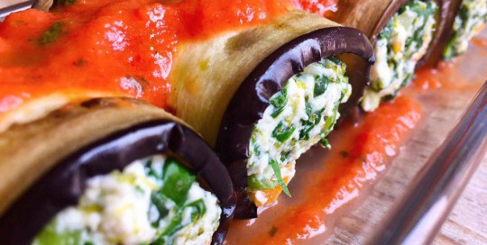 Rollitos de berenjenas Rellenos de Brócoli - Espinacas - Ricotta y Zanahorias Rollitos de berenjenas