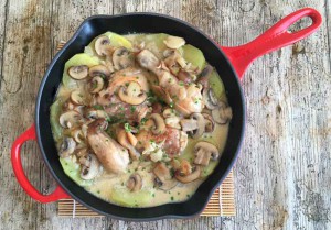 Pollo a la Crema con champiñones y Papas