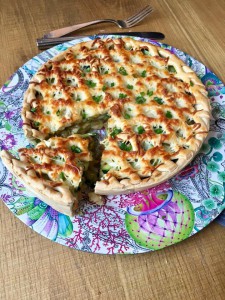 tarta cebolla caramelizada y zucchini