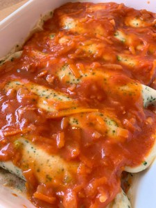 canelones con masa de crepes con brocoli