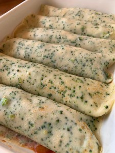 canelones con masa de crepes con brocoli
