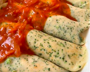 Canelones de Verdura con creps de brócoli