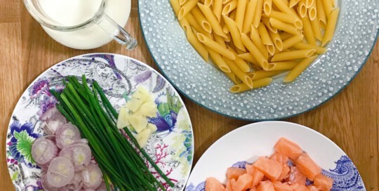 Pasta al salmón Pasta con salmón